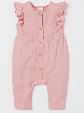 H&M Rose Pink Baby Button-Front One Piece. 6-9 Months.